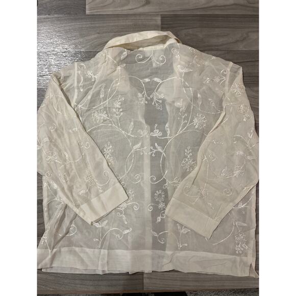 NWT Pursuits Sheer Floral Embroidered Woman’s Blouse Size XL - Picture 3 of 7